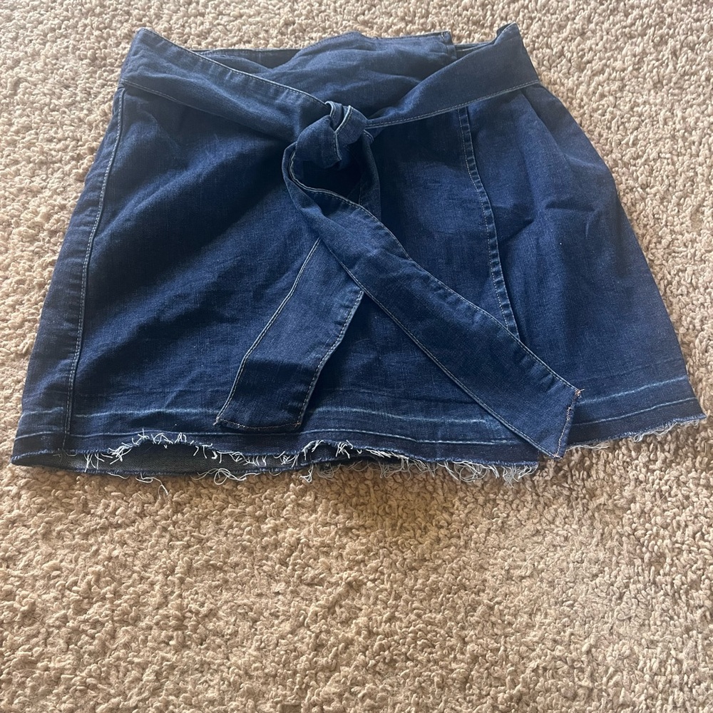 Dark Blue Denim Skirt with Belt